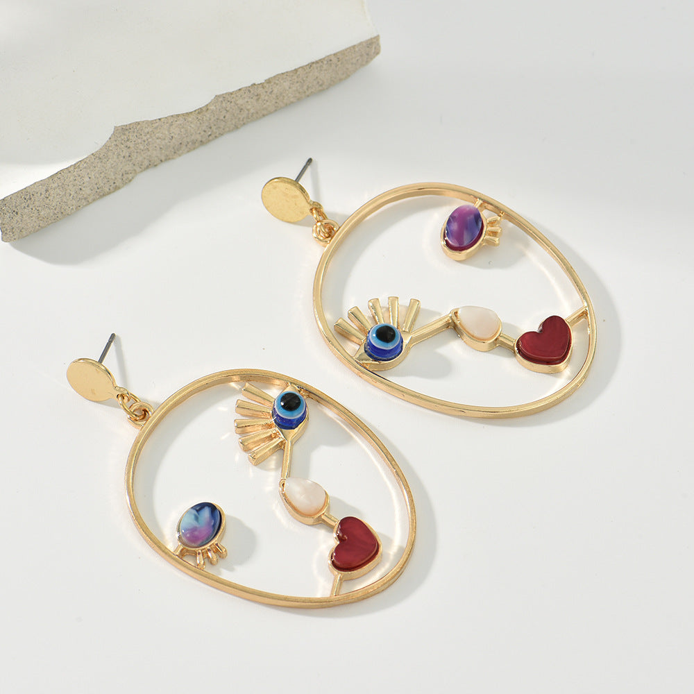 Wholesale New Eye Drop Oil Alloy Earrings